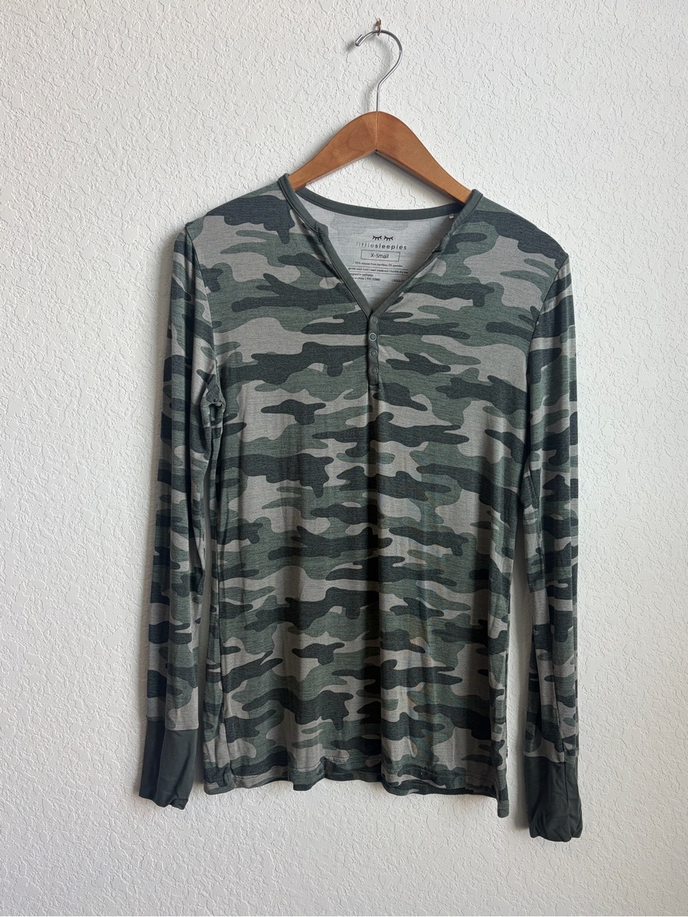 LittleSleepies Adult Camo Long-Sleeve Henley Shirt and Pant Set